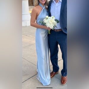 Show Me Your Mumu Jasmine Halter Dress Steel Blue Size Small